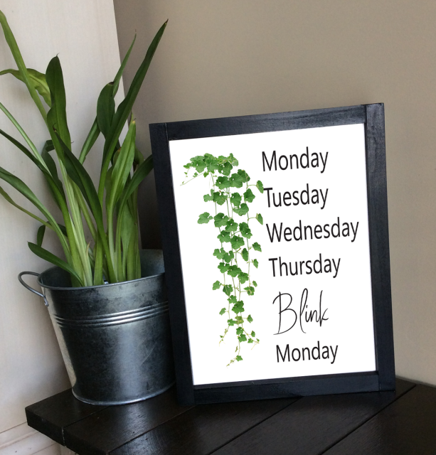 "Monday Tuesday" Framed art - medium 9" x 12"